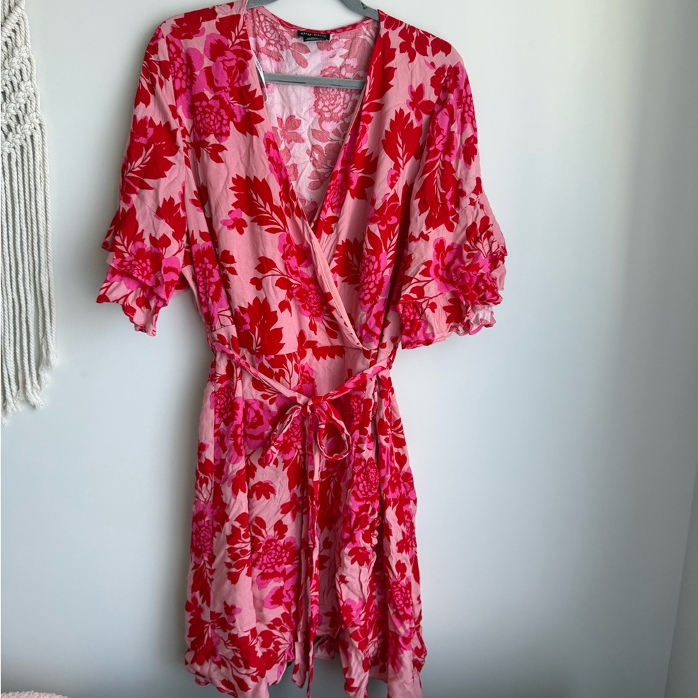 City Chic Red and Pink Floral Mini Dress